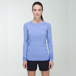 EUC‎ Lululemon Run Swiftly Tech Long Sleeve Heathered Lullaby Blue Lilac Siz 6